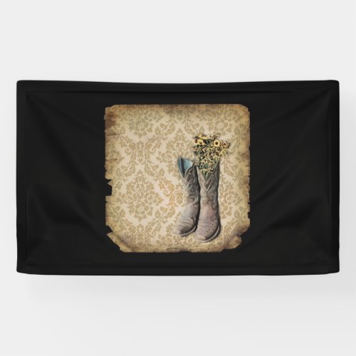 rustic damask western country cowboy banner