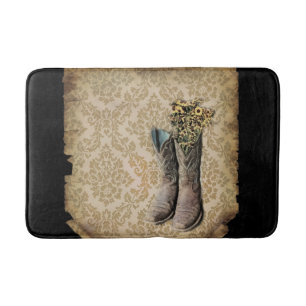rustic damask western country cowboy boot bath mat