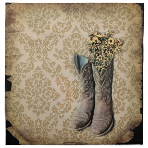 rustic damask western country cowboy boot cloth napkin