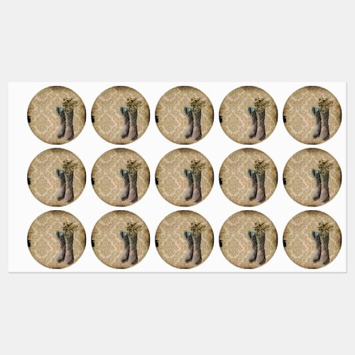 rustic damask western country cowboy boot labels