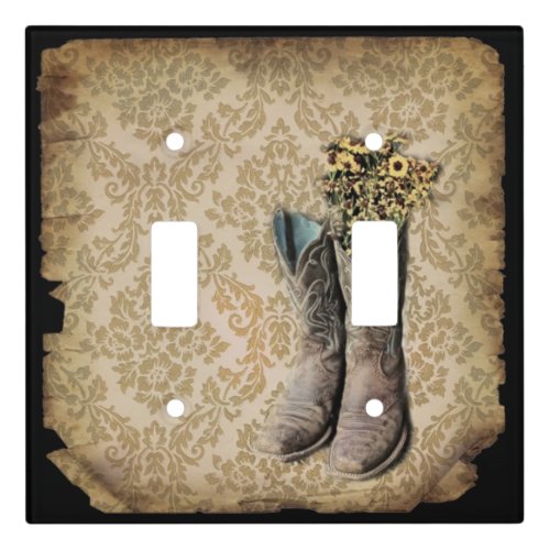 rustic damask western country cowboy boot light switch cover