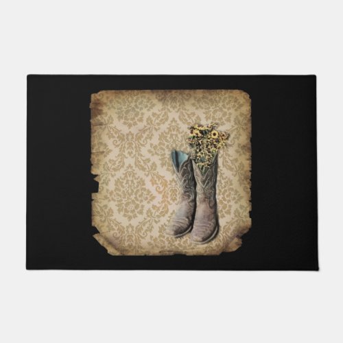 rustic damask western country cowboy doormat