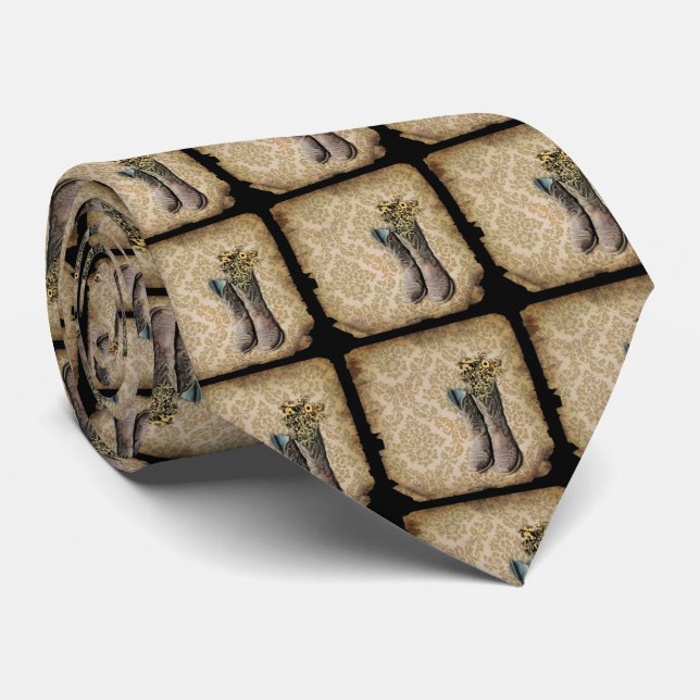 rustic damask western country cowboy neck tie (Rolled)