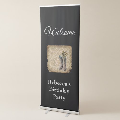 rustic damask western country cowboy party retractable banner