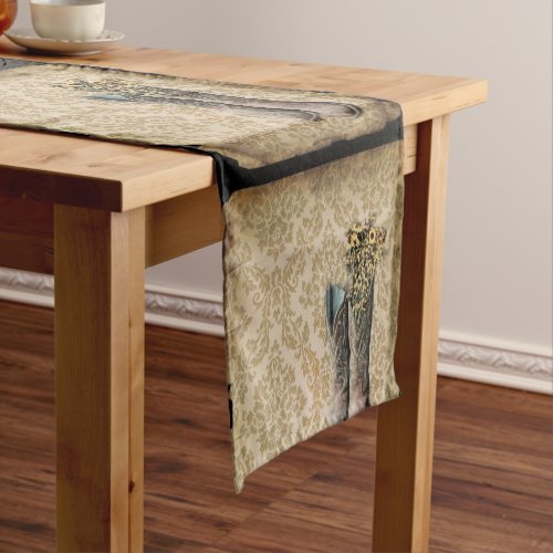 rustic damask western country cowboy short table runner