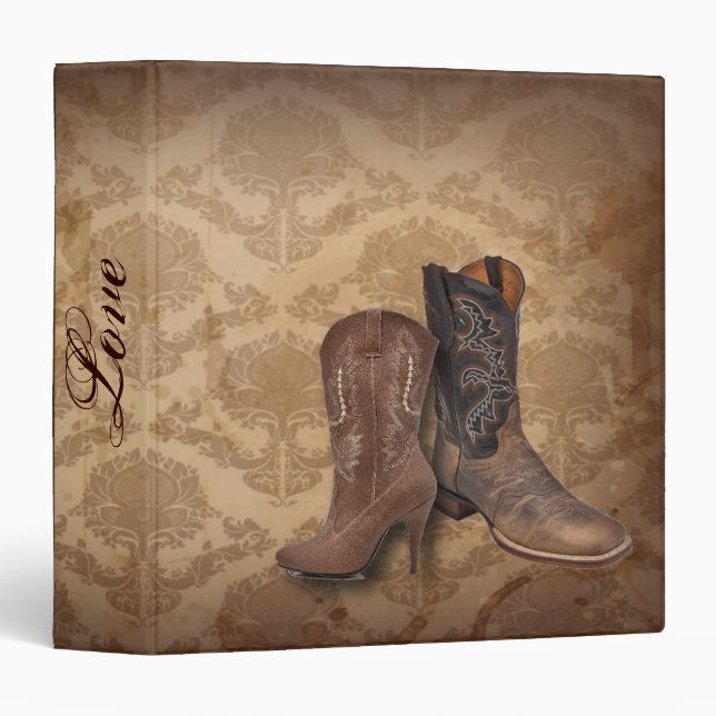 rustic damask Western Cowboy wedding Binder (Front/Spine)