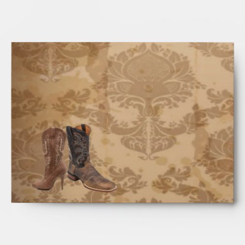 rustic damask Western Cowboy wedding Envelope