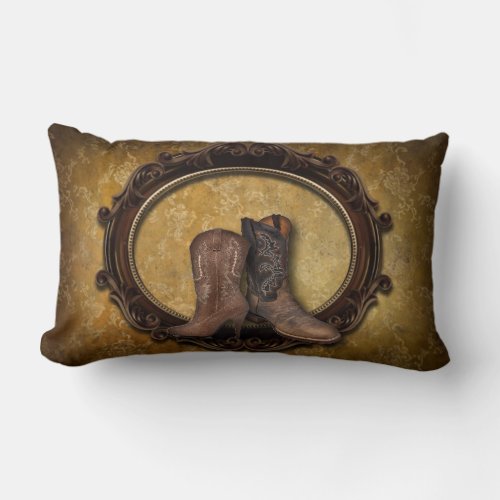 rustic damask Western Cowboy wedding Lumbar Pillow