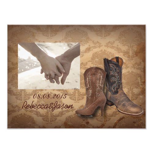 rustic damask Western Cowboy wedding Photo Print