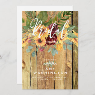 Rustic Dancing Sunflowers Bridal Shower Invitation