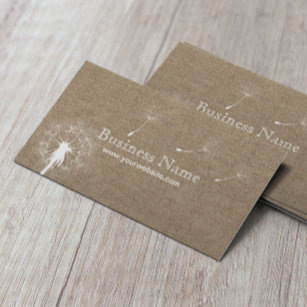 Rustic Dandelion Blowing Burlap Business Cards