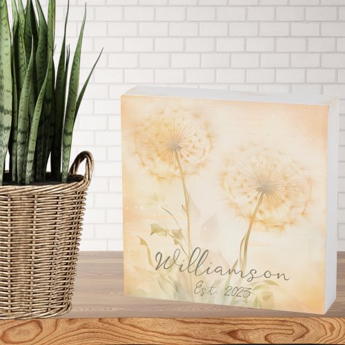 Rustic Dandelion Monogram Wooden Box Sign