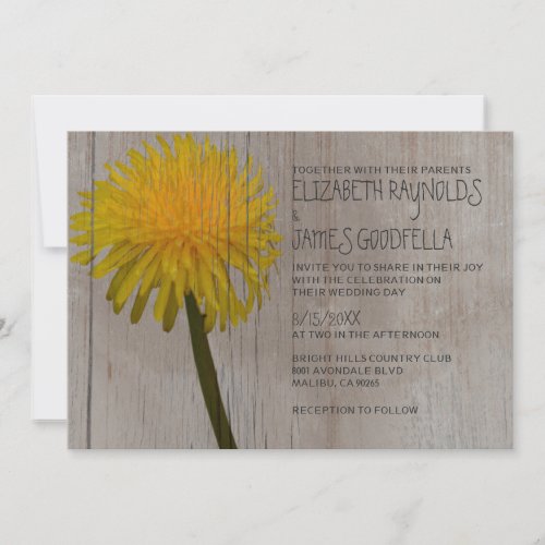 Rustic Dandelion Wedding Invitations