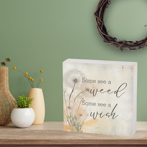 Rustic Dandelion Wish Quote Wooden Box Sign