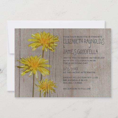 Rustic Dandelions Wedding Invitations