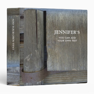 Rustic dark barn wood door personalized 3 ring binder