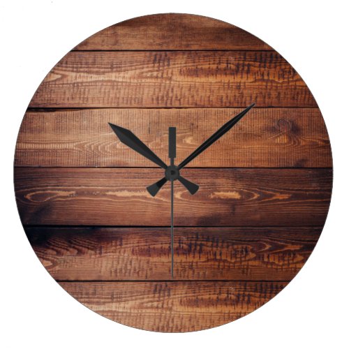 Rustic dark barn wood pattern country large clock