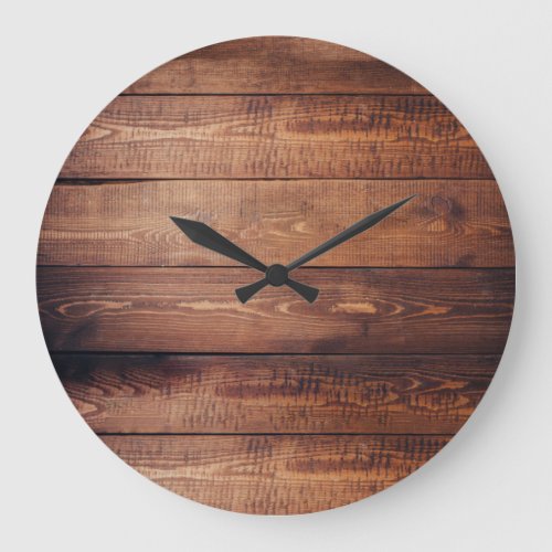 Rustic dark barn wood pattern country large clock