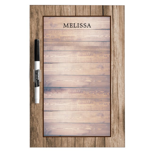 Rustic dark barn wood pattern personalized dry erase board (Front)