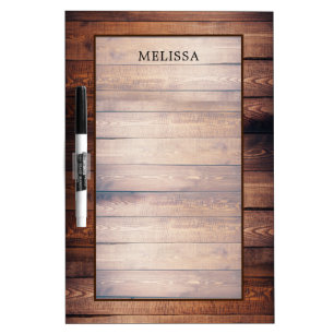 Rustic dark barn wood pattern personalized dry erase board