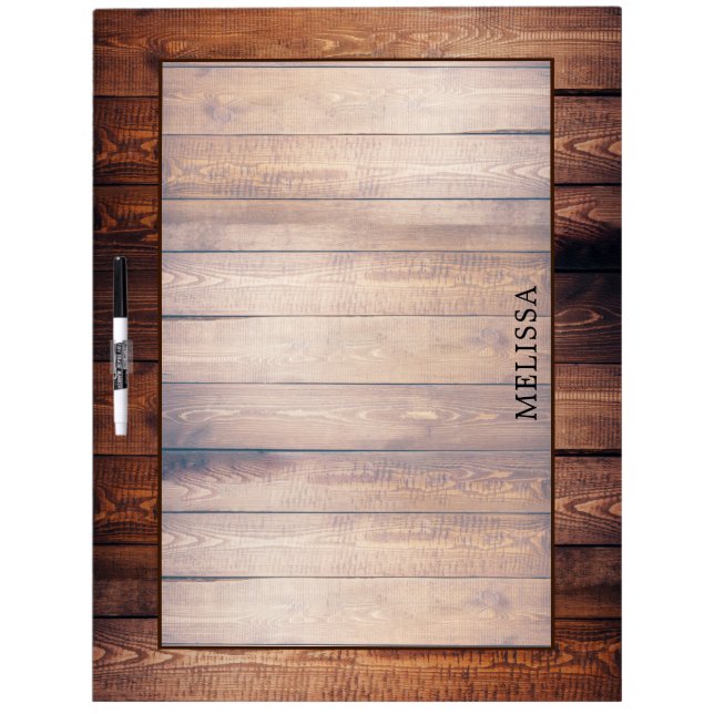 Rustic dark barn wood pattern personalized dry erase board (Front)