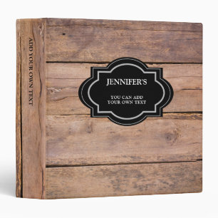Rustic dark barn wood personalized country 3 ring 3 ring binder