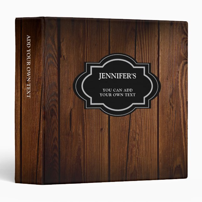 Rustic dark barn wood personalized country 3 ring  3 ring binder (Front/Spine)