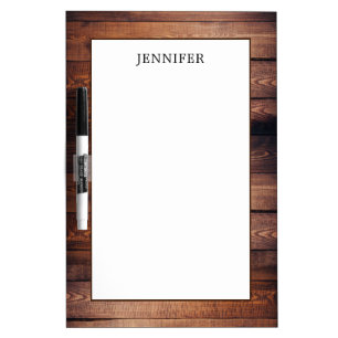 Rustic dark barn wood personalized dry erase board