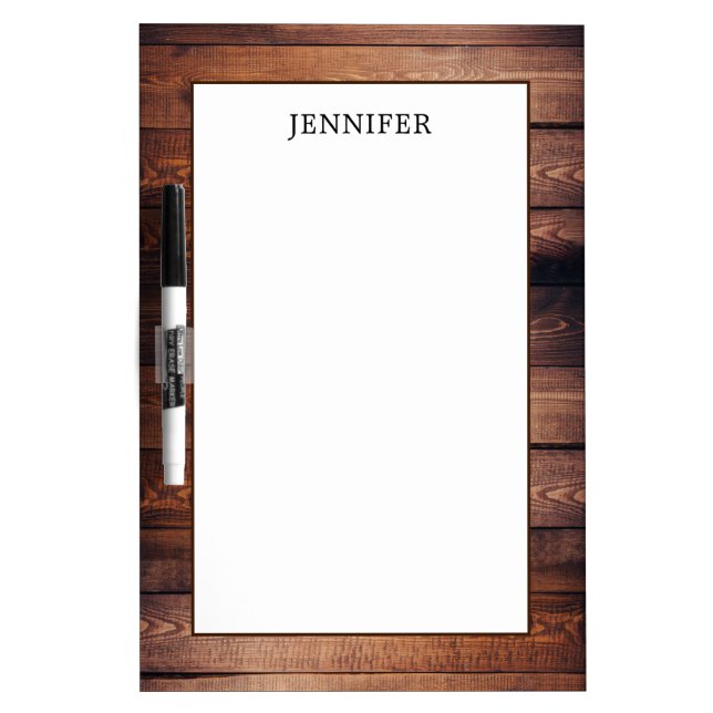 Rustic dark barn wood personalized dry erase board (Front)
