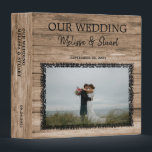 Rustic dark barn wood photo Wedding album 3 Ring B Binder<br><div class="desc">Rustic dark barn wood photo Wedding album 3 ring binder.
You can add your own photo at the front to personalize the album and make it very personal and unique.
Add your own text at the front and add the spine.</div>