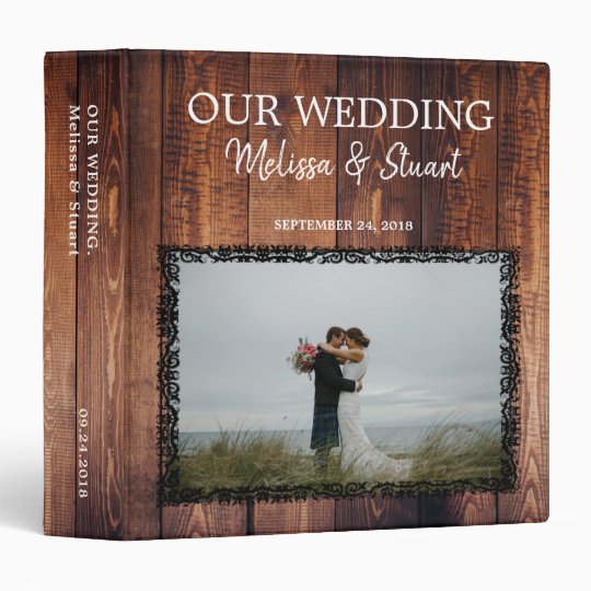 Rustic Dark Barn Wood Photo Wedding Album 3 Ring Binder | Zazzle.com