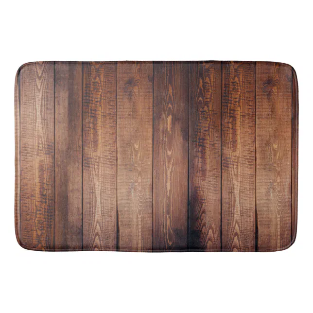 Rustic Dark Barn Wood Planks Bathroom Mat | Zazzle