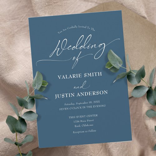 Rustic Dark Blue Wedding Invitation
