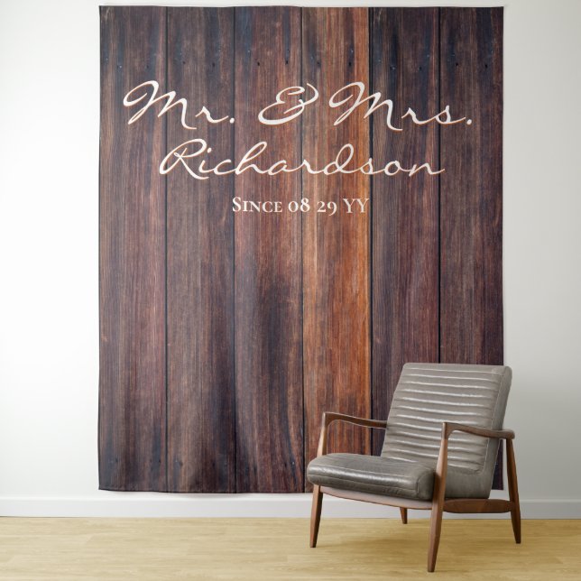 Rustic Dark Brown Barn Wood Photo Backdrop Wedding (In Situ)