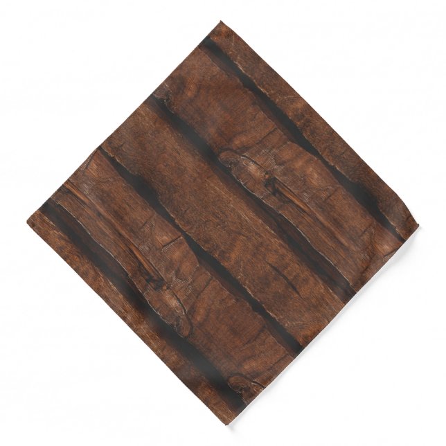 Rustic dark brown old wood bandana (Front)