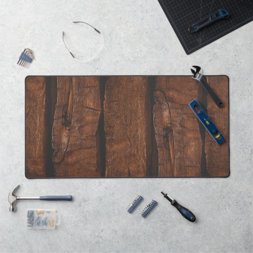 Rustic dark brown old wood desk mat