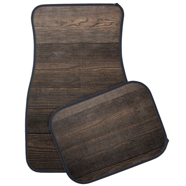 Rustic Dark brown WOOD LOOK texture Car Mat (Set)
