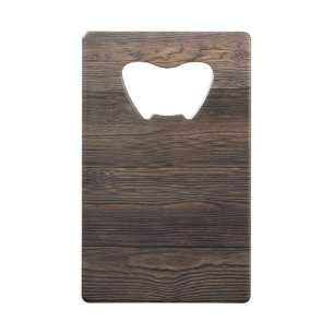 Rustic Dark brown WOOD LOOK texture Credit Card Bottle Opener