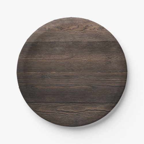 Rustic Dark brown WOOD LOOK texture Paper Plates