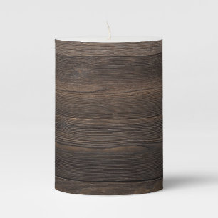 Rustic Dark brown WOOD LOOK texture Pillar Candle