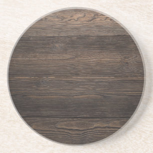 Rustic Dark brown WOOD LOOK texture Sandstone Coaster