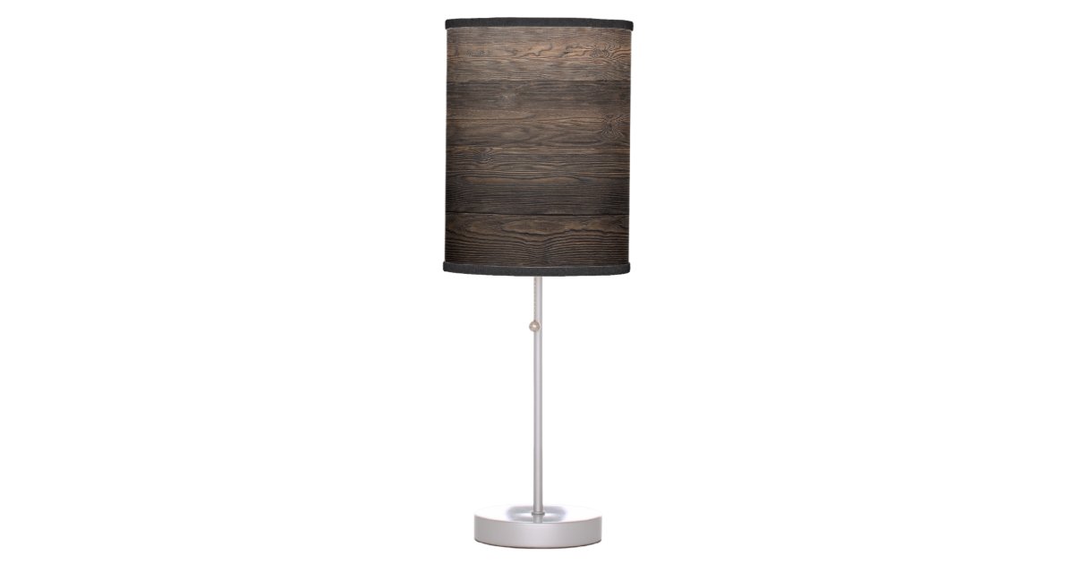 rustic dark brown wood look texture table lamp zazzle com zazzle