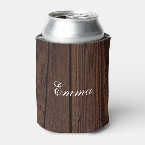 Rustic Dark Brown Wood Wooden Fence Country Style Can Cooler