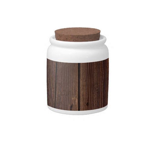 Rustic Dark Brown Wood Wooden Fence Country Style Candy Jar
