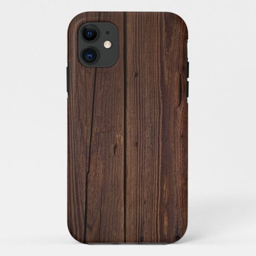 Rustic Dark Brown Wood Wooden Fence Country Style iPhone 11 Case