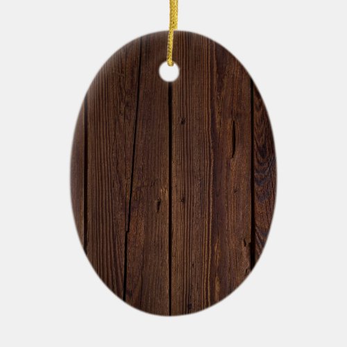 Rustic Dark Brown Wood Wooden Fence Country Style Ceramic Ornament