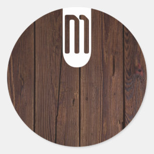 Rustic Dark Brown Wood Wooden Fence Country Style Classic Round Sticker