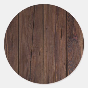 Rustic Dark Brown Wood Wooden Fence Country Style Classic Round Sticker