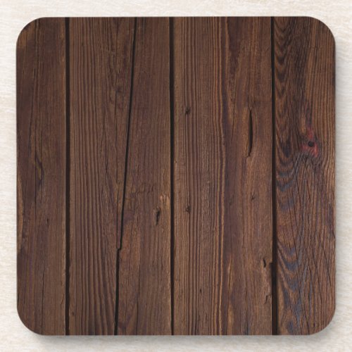 Rustic Dark Brown Wood Wooden Fence Country Style Coaster