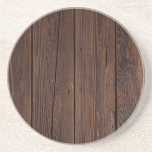Rustic Dark Brown Wood Wooden Fence Country Style Coaster
